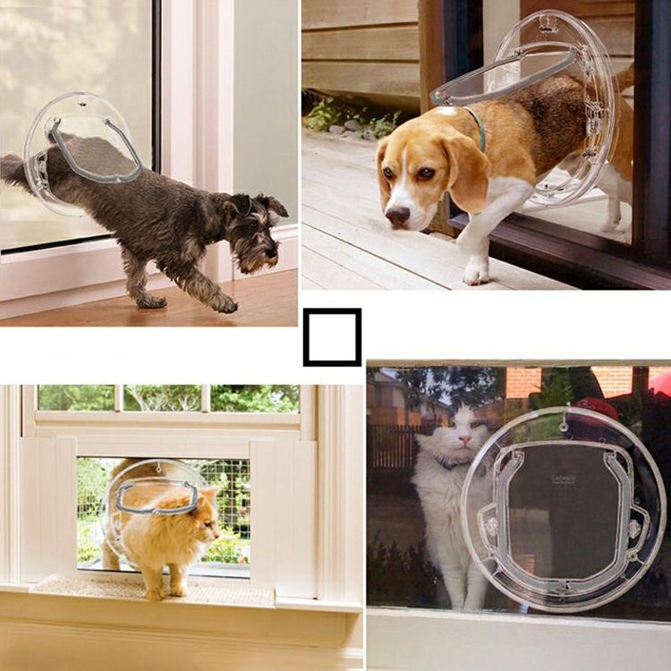 Pet Supplies PC Material Round Glass Door Cat Puppy Door Hole, Transparent