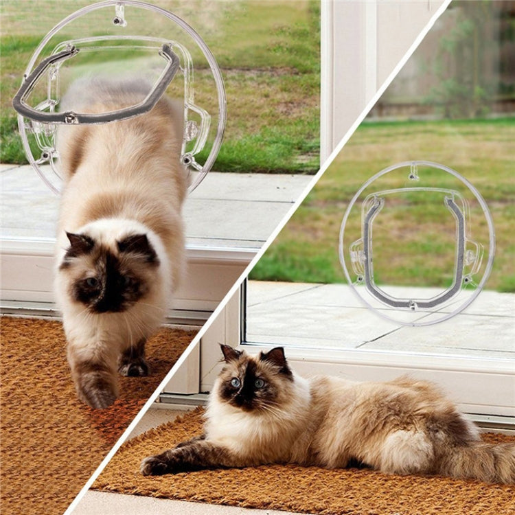 Pet Supplies PC Material Round Glass Door Cat Puppy Door Hole, Transparent