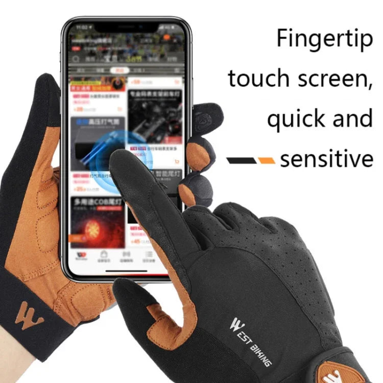 WEST BIKING YP0211197 Full-Finger Shock-Absorbing Anti-Skid Motorcycle Bike Gloves Riding Equipment, S, M, L, XL