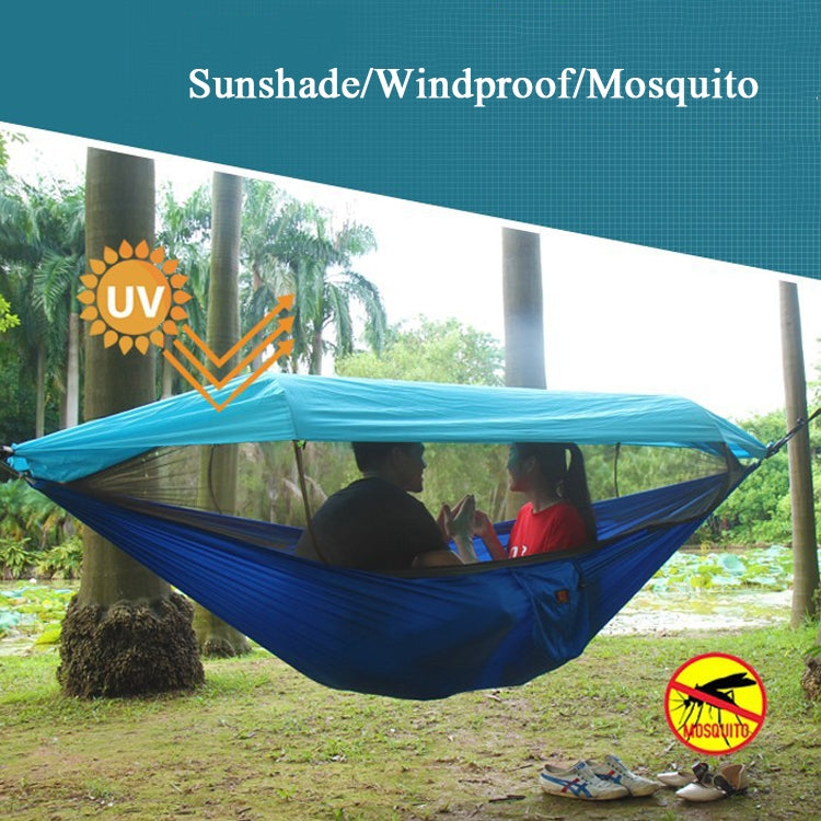 Parachute Cloth Anti-Mosquito Sunshade With Mosquito Net Hammock Outdoor Single Double Swing Off The Ground Aerial Tent, 250x120cm (Ink Green / Grass Green), 250x120cm (Blue / Light Blue), 250x120cm (Black / Orange), 250x120cm (Army Green)             ...