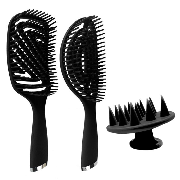 3 in 1 Plastic Curly Hair Salon Comb Set Hollow Massage Mosquito Comb, 3 in 1 Pink, 3 in 1 Green, 3 in 1 Black, 3 in 1 Blue