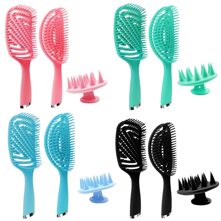 3 in 1 Plastic Curly Hair Salon Comb Set Hollow Massage Mosquito Comb, 3 in 1 Pink, 3 in 1 Green, 3 in 1 Black, 3 in 1 Blue