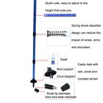 JUNGLELEOPARD Four-Section Curved Handle Aluminum Alloy Trekking Pole, Silver White#52-110cm, Red#52-110cm, Black#52-110cm, Blue#52-110cm