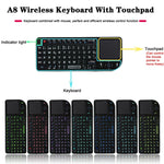 A8 Mini Wireless Mouse And Keyboard With Laser Touchpad Keyboard, English White Backlight, English Colorful Backlight