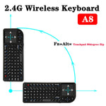 A8 Mini Wireless Mouse And Keyboard With Laser Touchpad Keyboard, English White Backlight, English Colorful Backlight