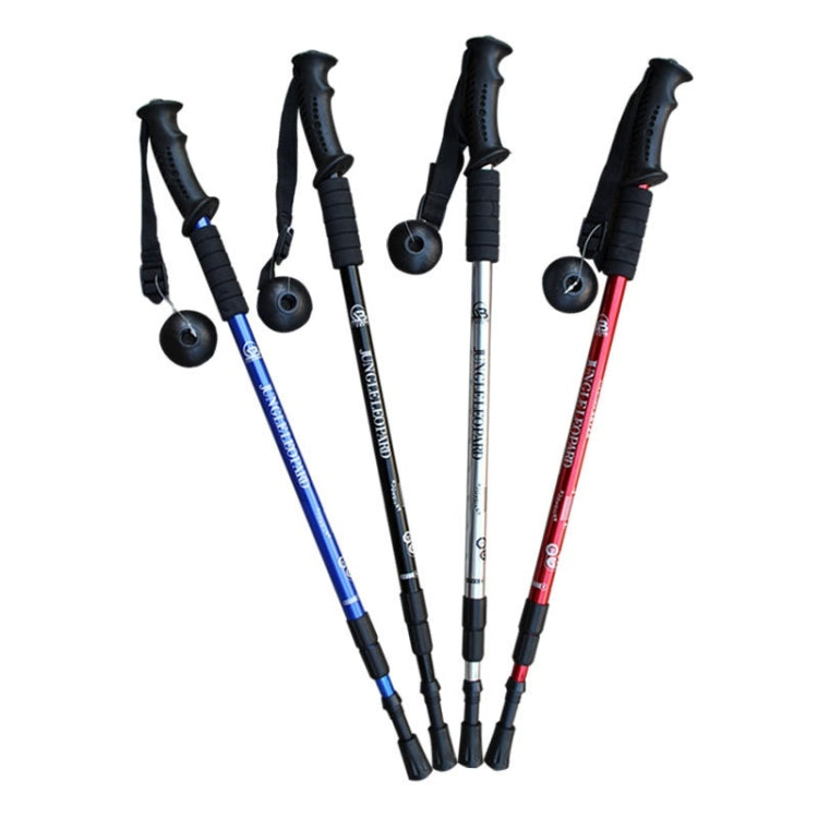 JUNGLELEOPARD 3-Section Straight Handle Aluminum Trekking Pole Multifunctional Walking Hand Crutches, Silver White#66-135cm, Red#66-135cm, Blue#66-135cm, Black#66-135cm