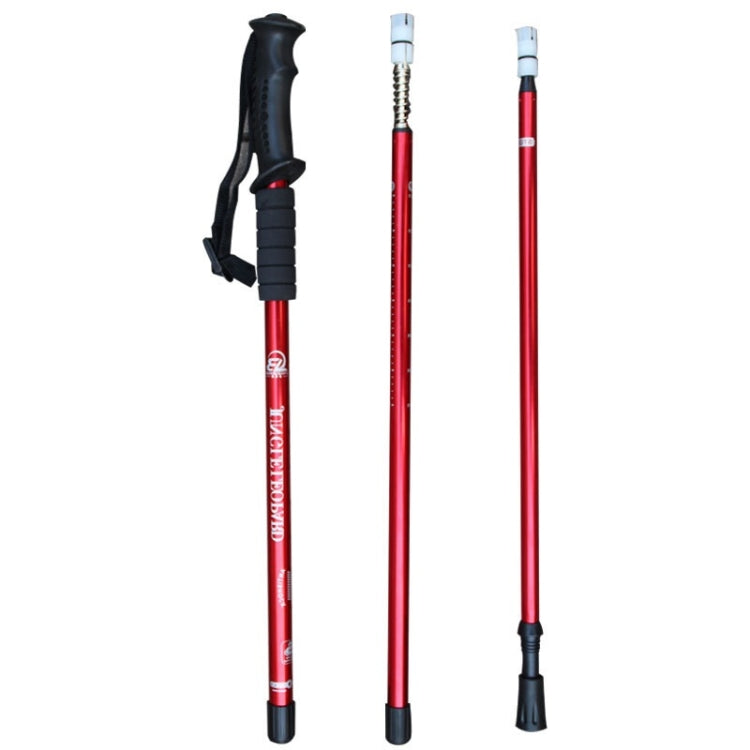 JUNGLELEOPARD 3-Section Straight Handle Aluminum Trekking Pole Multifunctional Walking Hand Crutches, Silver White#66-135cm, Red#66-135cm, Blue#66-135cm, Black#66-135cm
