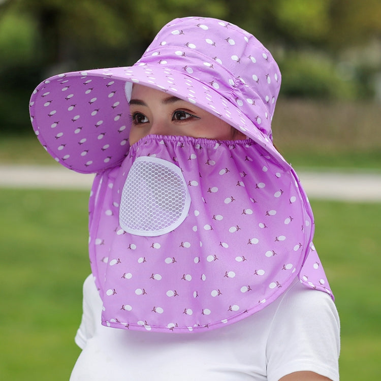 2 PCS Cherry Printing Isolation Cap Sunscreen Face-Covering Outdoor Travel Hat Cap, Half Cherry (Purple), Full Cherry (Blue), Full Cherry (Purple), Full Cherry (Apricot Pink), Full Cherry (Lotus Pink), Full Cherry (Rose Red), Full Cherry (Orange Pink) ...