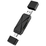 YH-109 SD/TF/Type-C/Micro USB/USB Computer PC Mobile Phone OTG Card Reader, White, Black