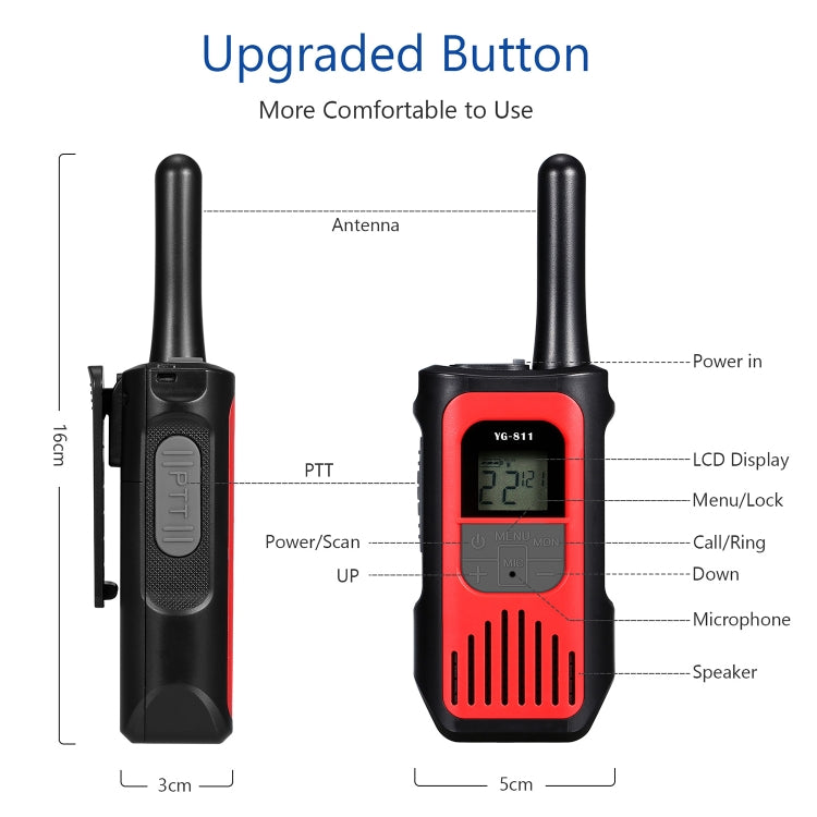 1 Pair YG-811 0.5W Children Handheld Wireless Walkie-Talkie Random Colour Delivery, Random Colour Delivery
