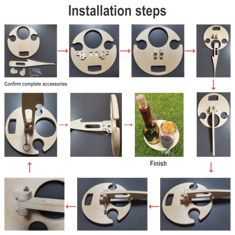 Wooden Lawn Folding Wine Rack Inserted Wine Rack Outdoor Picnic Wine Rack Folding Table, 20cm