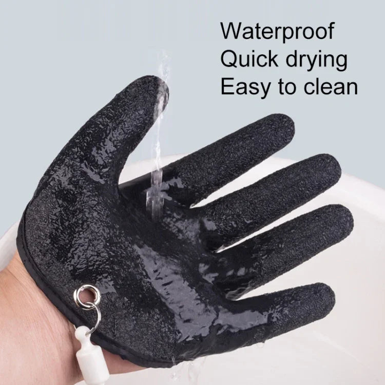 1 Pair Anti-Skid Catch Fish Latex Gloves Stab-resistant Waterproof Fishing Gloves, Specification:, Left+Right, Left+Right+Magnetic Buckles