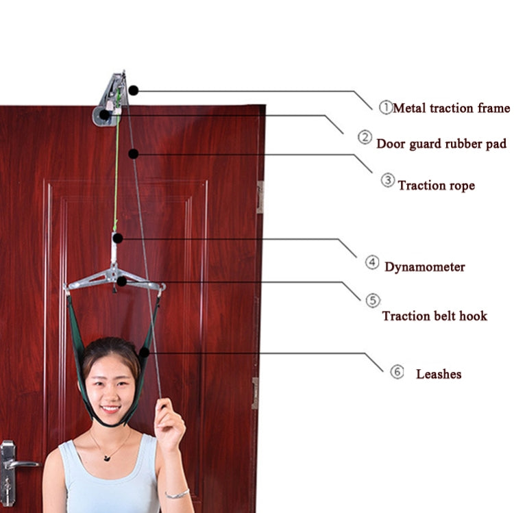 Door-Hanging Cervical Spine Traction Sling Household Cervical Spine Stretcher, Gray, Green