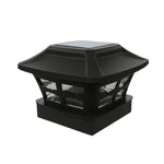 4 inch Outdoor Solar Column Lamp White + Warm White Light Garden Lamp, Black, White