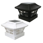 4 inch Outdoor Solar Column Lamp White + Warm White Light Garden Lamp, Black, White