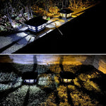 4 inch Outdoor Solar Column Lamp White + Warm White Light Garden Lamp, Black, White