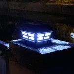 4 inch Outdoor Solar Column Lamp White + Warm White Light Garden Lamp, Black, White