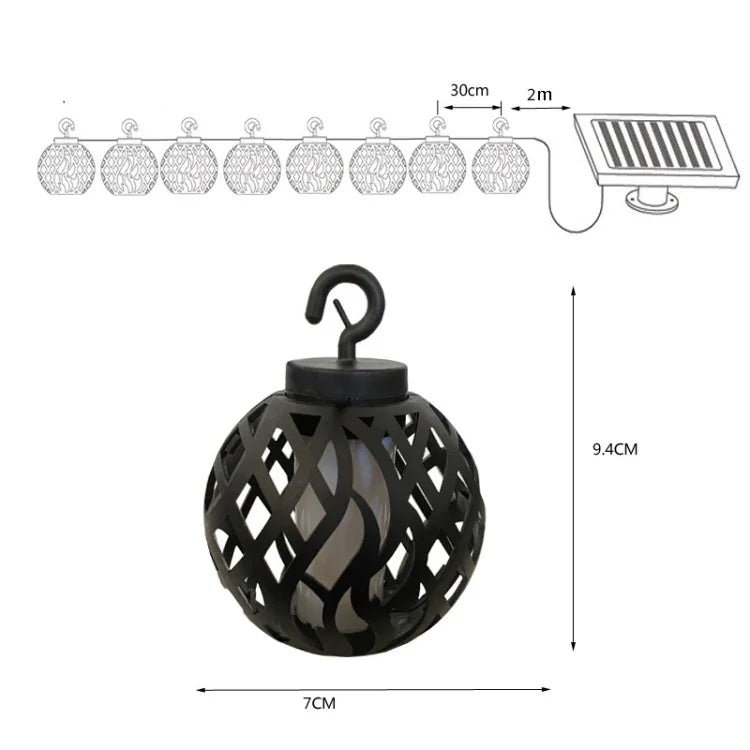 Solar Flame Ball Light String Outdoor Solar Courtyard IP44 Waterproof Light, 6 in 1, 8 in 1