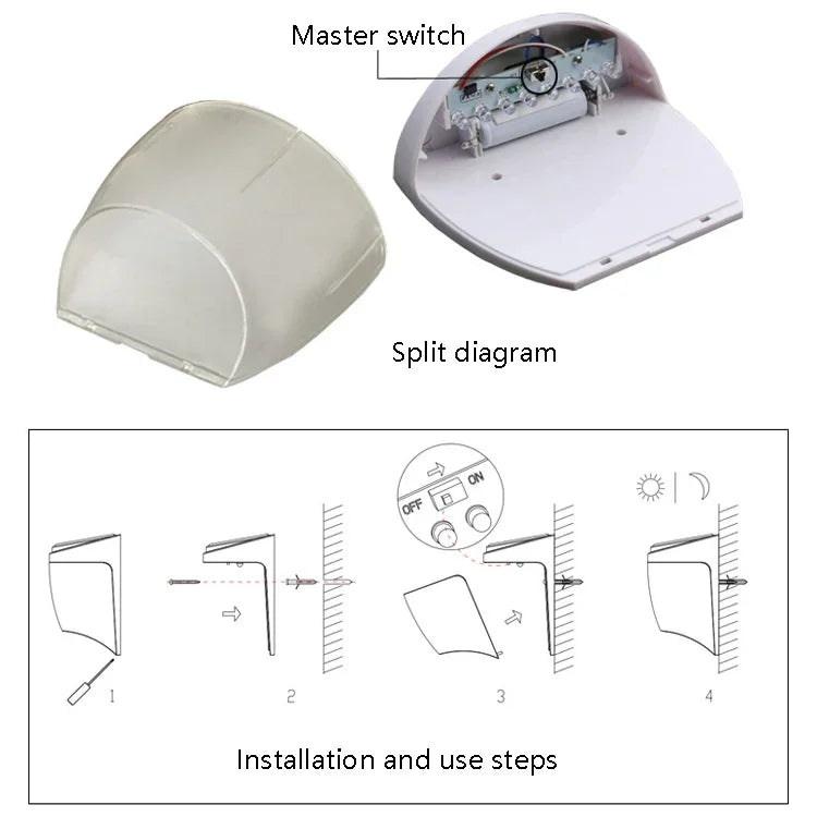 8 LED Light Control Solar Garden Wall Light Outdoor Fence Light Lawn Light Street Lamp, White Light, Warm Light