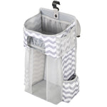 Baby Crib Hanging Bag Multifunctional Detachable Bed Diaper Toy Storage Bag, Gray Snow, Gray Stripe