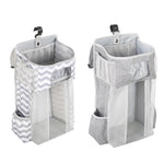 Baby Crib Hanging Bag Multifunctional Detachable Bed Diaper Toy Storage Bag, Gray Snow, Gray Stripe