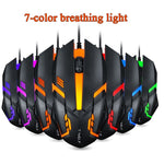 2 PCS T-WOLF V1 USB Interface 3-Buttons 1200 DPI Wired Mouse 7-Color Backlit Gaming Mouse, Cable Length: 1.35m