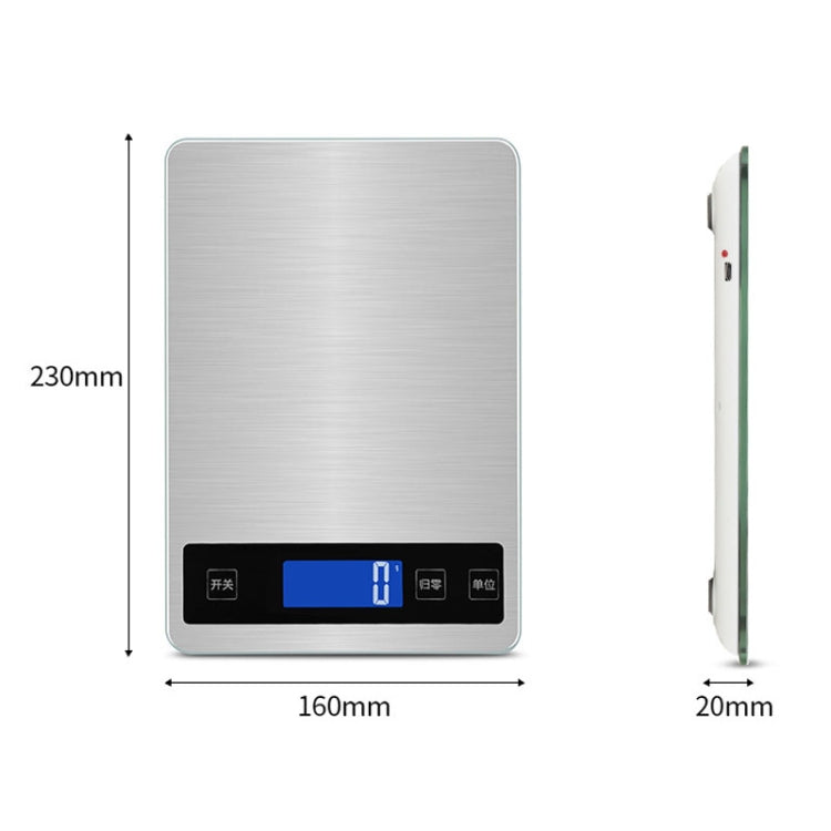 A10-1 Portable USB Kitchen Scale Household Food Baking Tea Quasi-Gram Weight Bench Scale, 5kg / 1g(White), 10kg / 1g(White), 15kg / 1g(White), 5kg / 1g(Rose Gold), 10kg / 1g(Rose Gold), 15kg / 1g(Rose Gold)
