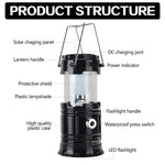 LED Tent Light Solar Rechargeable Camping Light Stretchable Multifunctional Lantern, Support USB Output, Solar + EU Plug