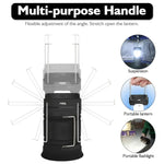 LED Tent Light Solar Rechargeable Camping Light Stretchable Multifunctional Lantern, Support USB Output, Solar + EU Plug