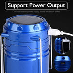 LED Tent Light Solar Rechargeable Camping Light Stretchable Multifunctional Lantern, Support USB Output, Solar + EU Plug