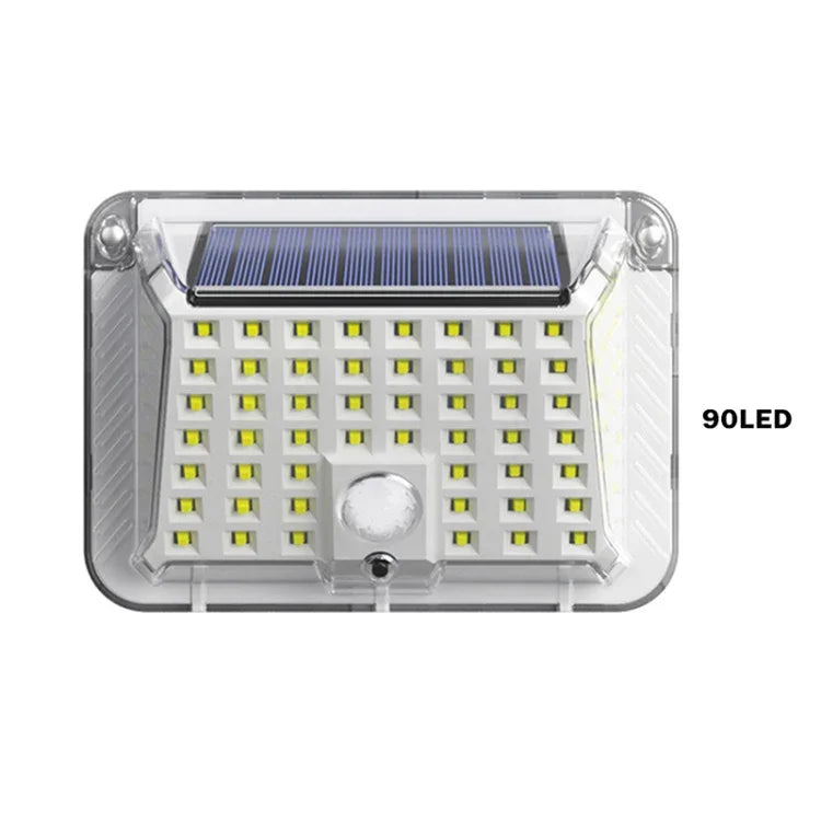 Solar Wall Light Garden Four-Sided Luminous Solar Light Human Body Induction Waterproof Outdoor Light, 90 LED, 66 COB