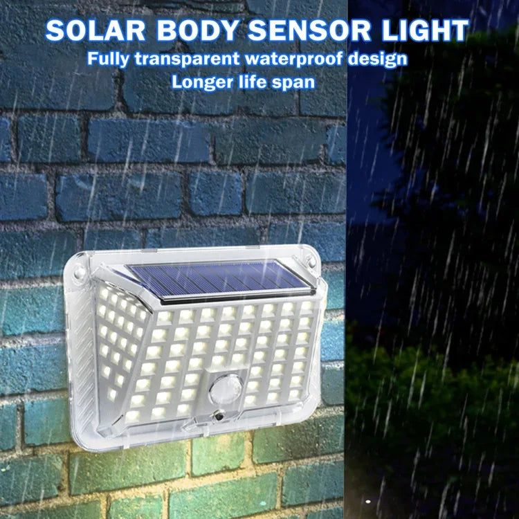 Solar Wall Light Garden Four-Sided Luminous Solar Light Human Body Induction Waterproof Outdoor Light, 90 LED, 66 COB