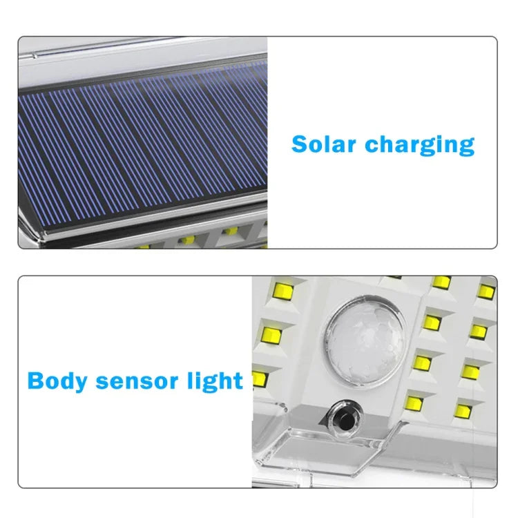 Solar Wall Light Garden Four-Sided Luminous Solar Light Human Body Induction Waterproof Outdoor Light, 90 LED, 66 COB