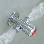 Stainless Steel Double Outlet Angle Valve Single Handle Double Control 1 In 2 Out Electroplating Wire Drawing Angle Valve, Plated, Drawing, Three Round Plated Cold Water, Three Round Plated Hot Water, Plum Wheel Plated Cold Water                       ...
