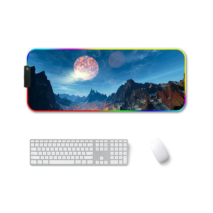 F-01 Rubber Thermal Transfer RGB Luminous Non-Slip Mouse Pad, 350x900x3mm, 350x900x4mm, 400x900x3mm, 400x900x4mm