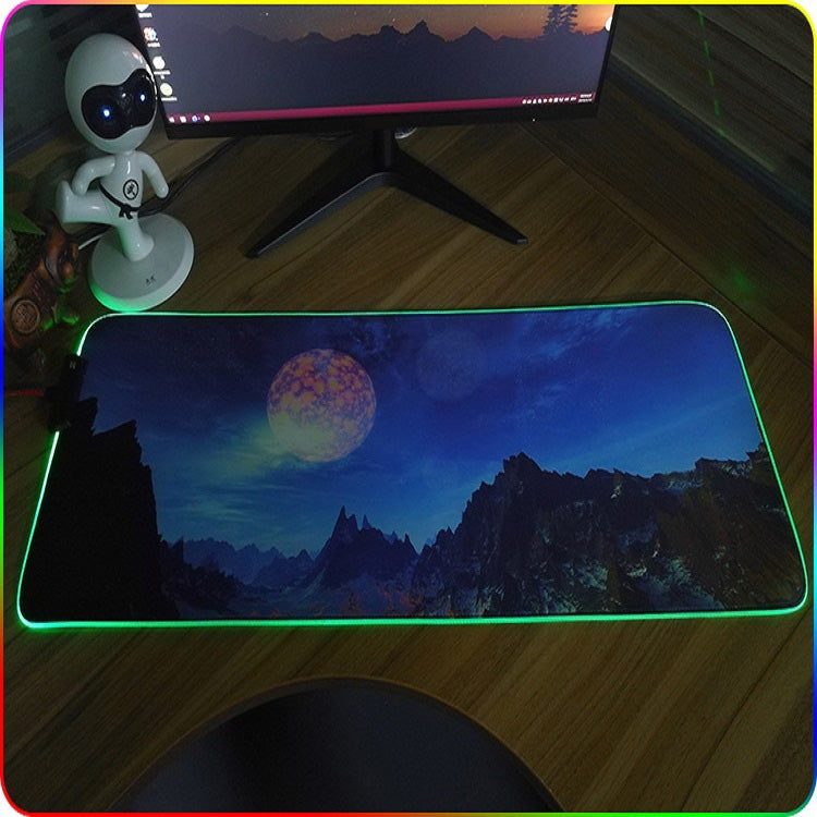 F-01 Rubber Thermal Transfer RGB Luminous Non-Slip Mouse Pad, 350x900x3mm, 350x900x4mm, 400x900x3mm, 400x900x4mm