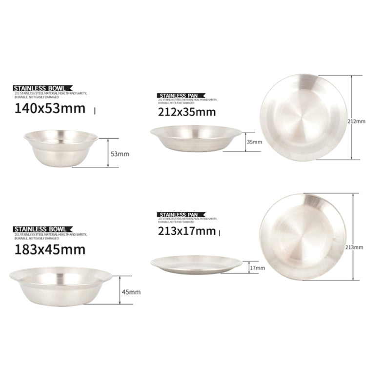 CLS Outdoor Stainless Steel Tableware Portable Camping Dinner Bowl Plate Kit, 16 PCS / Set