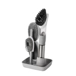 Kitchen Oil Dirty Pan Brush Can Add Detergent Sponge Brush Long Handle Cleaning Brush, Blue, Pink, Gray
