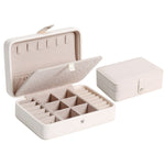 Double-Layer Leather Portable Simple Earrings Ring Jewelry Storage Box, 16 x 11 x 5cm