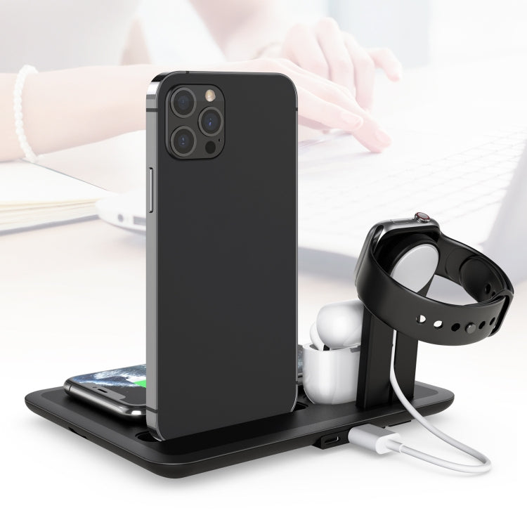 قاعدة شحن لاسلكي 4 في 1 HQ-UD17 لحامل الهاتف لأجهزة iPhone و iWatch و AirPods وغيرها من هواتف أندرويد، HQ-UD17