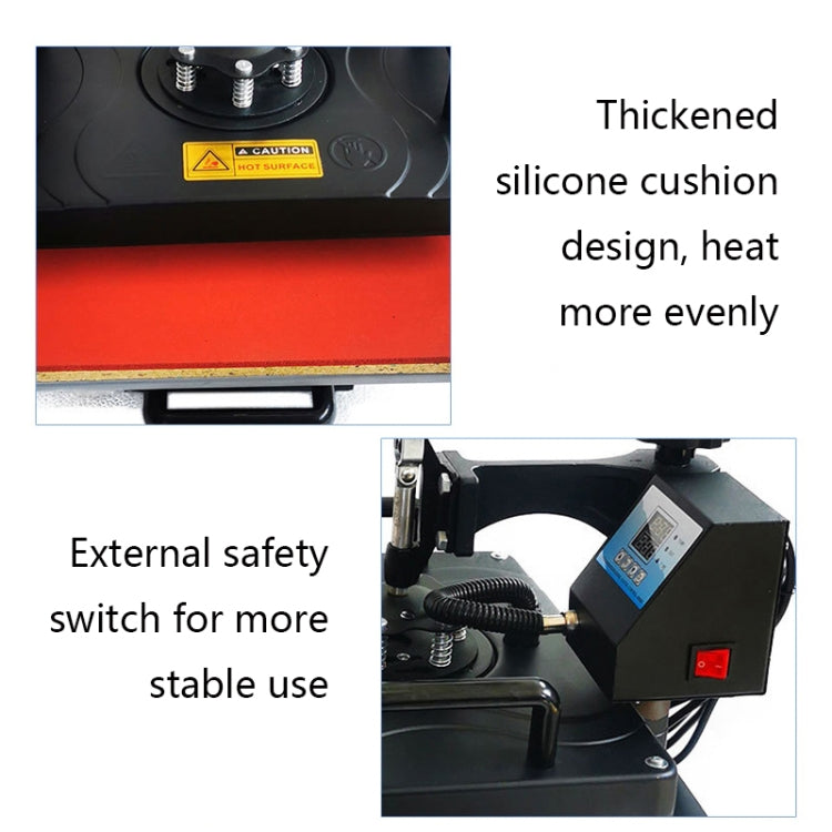 WL2938T 1200W 5 in 1 Heat Transfer Machine For T-Shirt Printing Heat Transfer Machine, EU Plug, 1200W