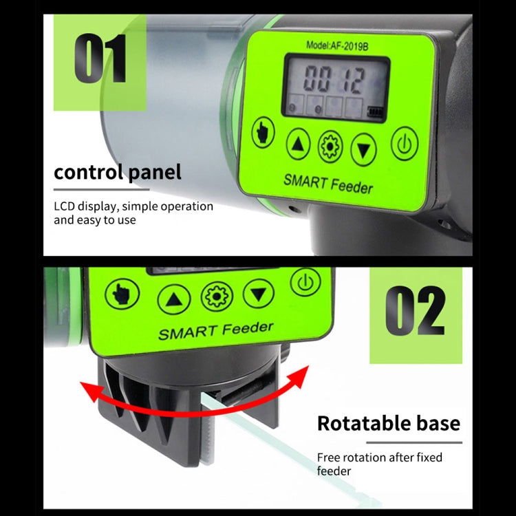 AquaBlue Fish Tank Intelligent Timing Automatic Feeder Aquarium Goldfish Feeder Large Capacity Fish Feeder,Model:, AF-2019A, AF-2019B English Version, AF-2019C Lithium Battery Charging, AF-2019B  + Square Feeding Circle, AF-2019B + Round Feeding Circle