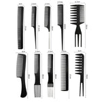 10pcs / Set Hairdressing Plastic Flat Comb