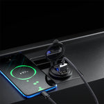 12V Modified Car USB Charger With Voltage Display PD QC3.0 Socket, With Terminal Blue Light, With Terminal Red Light, With Terminal Green Light, With 60cm Line Blue Light, With 60cm Line Red Light, With 60cm Line Green Light