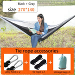 Outdoor Hammock Nylon Parachute Cloth Travel Camping Swing, Style:, 2.7m x 1.4m (Black+Gray), 3m x 2m (Black+Gray), 2.7m x 1.4m (Black+Red), 3m x 2m (Black+Red), 2.7m x 1.4m (Red+Sky Blue), 3m x 2m (Red+Sky Blue), 2.7m x 1.4m (Royal Blue+Dark Gray)    ...