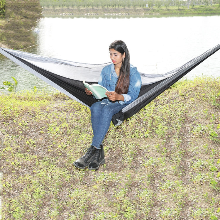 Outdoor Hammock Nylon Parachute Cloth Travel Camping Swing, Style:, 2.7m x 1.4m (Black+Gray), 3m x 2m (Black+Gray), 2.7m x 1.4m (Black+Red), 3m x 2m (Black+Red), 2.7m x 1.4m (Red+Sky Blue), 3m x 2m (Red+Sky Blue), 2.7m x 1.4m (Royal Blue+Dark Gray)    ...