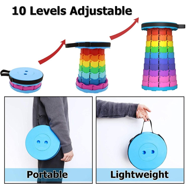 Outdoor Folding Telescopic Stool Portable Fishing Chair, 45cm(Rainbow), 45cm(Red)