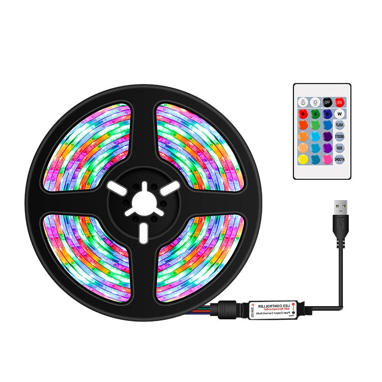 LED Light Strip 16 Color Remote Control RGB Light Belt USB Symphony Neon Decorative Soft Light Bar, 2 PCS 0.5m, 2 PCS 1m, 2m, 3m, 4m, 5m