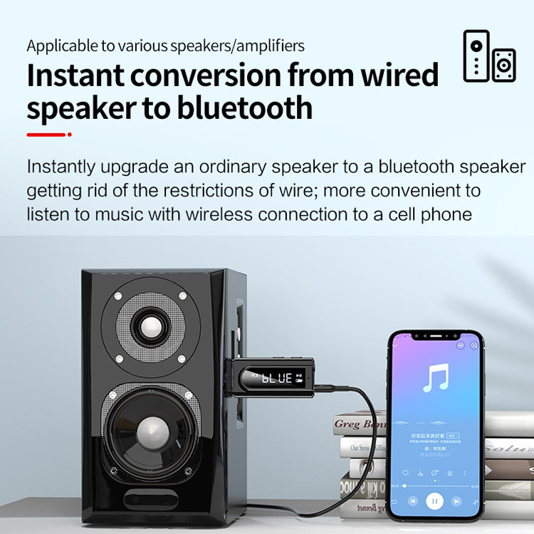 محول استقبال بلوتوث 5.0 للسيارة USB FM + AUX إخراج صوتي مزدوج مرسل ستيريو، K9 أبيض