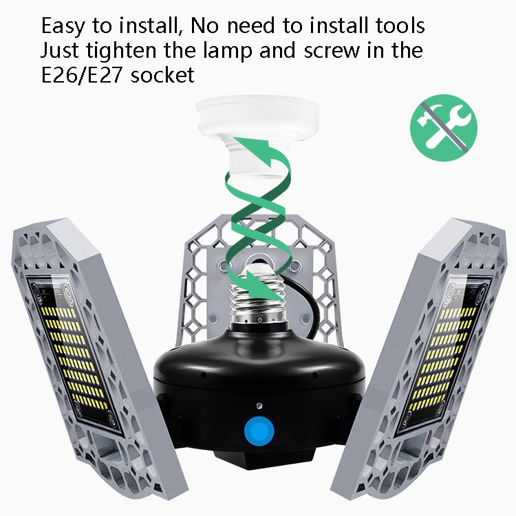 LED Industrial Mining Light Waterproof Light Sensor Folding Tri-Leaf Garage Lamp, 60W, 80W, 100W